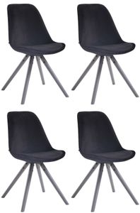 4er Set Stühle HLO-CP8 Samt Rund grau  schwarz