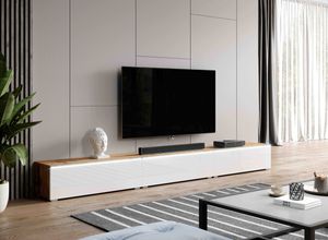 Furnix TV-Kommode Bargo B300 x H34 x T32 cm (3x100cm) TV-Schrank mit LED-Beleuchtung wotan-weiss 2
