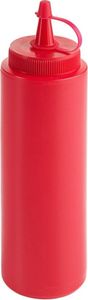 Contacto Quetschflasche 0,25l, Ø5 x H19cm, Ketchupflasche unbedruckt, Kunststoff, Schraubdeckel und Verschlusskappe, spülmaschinengeeignet, rot