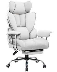 COMHOMA Bürostuhl Gaming Stuhl, Gamer Stuhl, Ergonomischer Bürostuhl mit Fußstütze, höhenverstellbar, Schreibtischstuhl, Chefsessel, weiß-Kunstleder