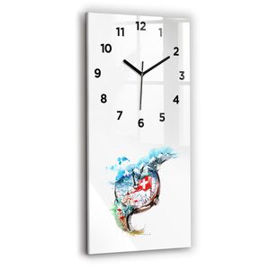 Wallfluent Wanduhr – Stilles Quarzuhrwerk - Uhr Dekoration Wohnzimmer Schlafzimmer Küche - Zifferblatt - schwarze Zeiger - 30x60 cm - schweizer Uhr