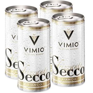 Vimio mein Wein, mein Style, mein Moment spritziger Trinkgenuss Secco Frizzante Perlwein 10,5% 200ml, Menge:4 Stck.