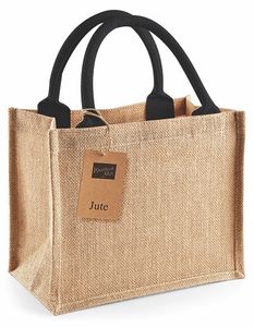 Westford Mill Jutová taška Jutová mini dárková taška W412 Vícebarevná přírodní/černá 26 x 22 x 14 cm