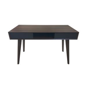 SVITA RETRO Schreibtisch Nussbaum-Optik schwarze Schubladen Push-Funktion Computertisch Bürotisch Arbeitstisch PC Tisch