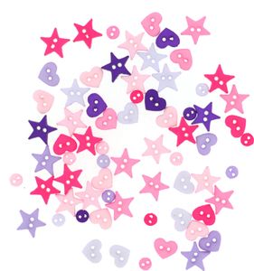 Dress It Up Knöpfe mit Herz & Sternmotiven : bunter Miniatur-Mix Prinzessin Herz/Sternmotive: bunter Miniatur-Mix Prinzessin