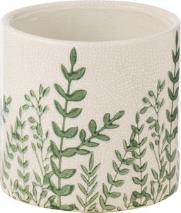 J-Line Wazon Ferny Okrągły Ceramiczny Zielony/Biały Duży