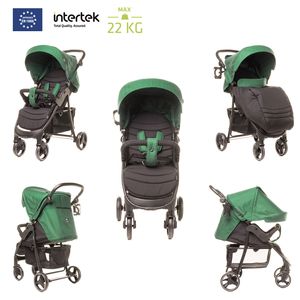 Sommer Kinderwagen RAPID XXIII 4BABY bis 22 kg, ab 6 monate, ultraleicht with aluminiumrahmen, große räder, 5-Punkt-Gurt, liegeposition, einkaufskorb