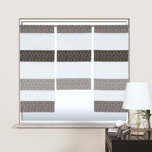 Design Mini Flächenvorhang Set anthrazit grau mit Muster Schiebevorhang Schiebegardine 2292