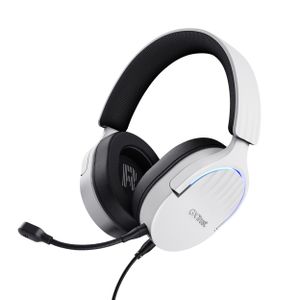 Trust Gaming GXT 490W Fayzo Gaming Headset USB 7.1 Surround Sound, 50mm Treiber, 35% Recyclingkunststoff, Mikrofon mit Geräuschunterdrückung, RGB Over-Ear Kopfhörer für PC PS5 - Weiß
