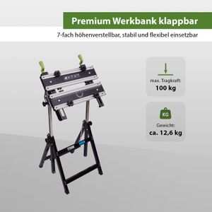 Profi Werkbank Premium klappbar höhenverstellbar Metall Werktisch Alu Spanntisch