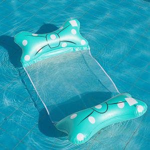 145*70cm Luftmatratze Aufblasbare Wasserhängematte, Sommerpoolsitz Schwimmstuhl Wasserliege Wassersofa, blaue Fliege