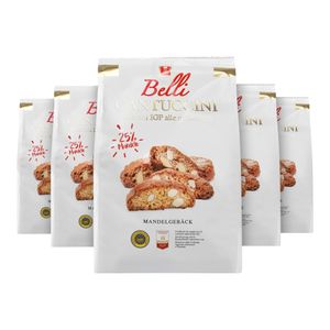 Belli Cantuccini 5er Pack alle mandorle (5x 250g) | Mandelgebäck aus Italien | Keks mit Mandeln | insgesamt 1250g Gebäckstücke