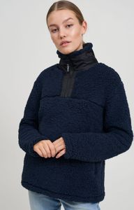 OXMO OXELINA Troyer Sweatshirt Damen Pullover Sweater mit Teddy Fell mit Stehkragen