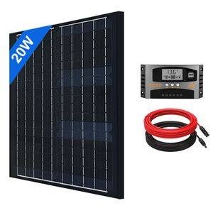 20W Solarpanel Kit 12V/18V Ladegerät Solarmodul Laderegler Für Wohnwagen Camping