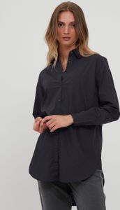 b.young BYGAMZE Damen Langarmshirt Langarmbluse Bluse Hemdbluse mit Stehkragen langer Schnitt mit Knopfleiste aus 100% Baumwolle Oversize