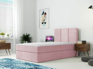 Kontinentální dětská postel 100x200 LOBO - růžová, levé provedení + topper