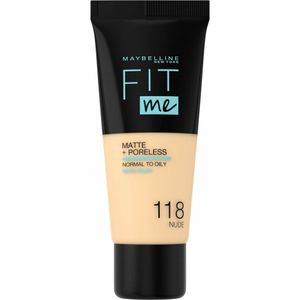 Maybelline Fit Me! Foundation Matte + Poreless 118 Nude Flüssiges Make Up mit mattierender Wirkung 30 ml