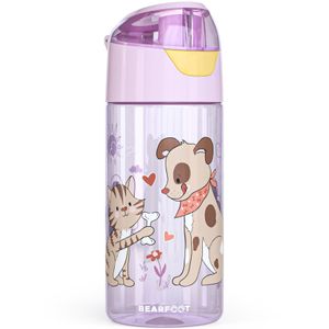 Trinkflasche Kinder leichte Wasserflasche - Hund & Katze pink