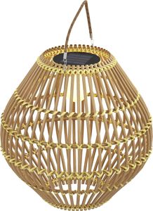 Lampa solarna Outsunny, rattanowa lampa ogrodowa, wodoodporna lampa solarna z czujnikiem światła, lampa ogrodowa LED z bębnem, na patio, balkon, stalowa, żółta