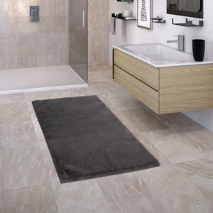 Badezimmerteppich Badematte Badteppich Shaggy Flauschig Einfarbiges Design Grau, Grösse:70x120 cm