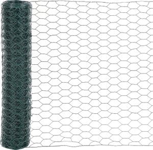 Drahtzaun 10m/25m Sechseckgeflecht verzinkt Kaninchendraht Grün Maschenweite 27mm Volierendraht Drahtgeflecht - 25m x 50cm (LxH)