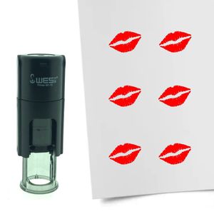 CombiCraft Selbstfärbender Stempel 'Kussmund' in der Farbe Rot, Ø10mm