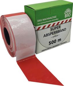 Absperrband 500 m-Rolle rot/weiß geblockt Das Nachhaltige aus nachwachsenden Rohstoffen