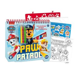 Paw Patrol Malbuch mit Aufkleber, Stiften und Schablone PW01009