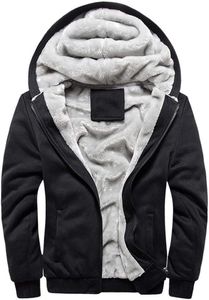 ASKSA Pánská tepláková bunda Krátký kabát Elegantní tlustá mikina s dlouhým rukávem, černá, XL