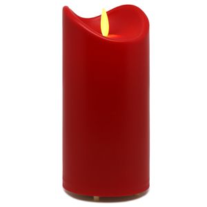 LED-Kunstharzkerze mit "Flamme", Rot, ca. 15cm, mit FB, IP44 Outdoor Kerze