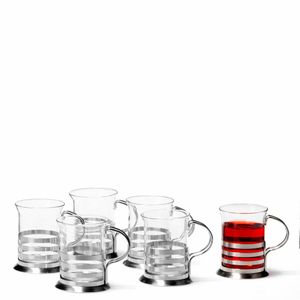Leonardo Balance sada 6 sklenic na čaj, šálek na čaj, hrnek na čaj, sklo / nerezová ocel, 17588