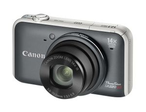 Canon Powershot SX220 HS 12,1 Megapixel Full HD Video, 14-fach optischer/4-fach digitaler Zoom, 28 - 392 mm Brennweite, optischer Bildstabilisator, 1/2,3'' CMOS-Sensor, F3,1 (W) - F5,9 (T), 7,62 cm (3 Zoll) Display, YES