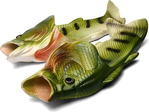 ASKSA Fisch Flops Hummer Hausschuhe Uni Sandalen Barsch Strand Schlappen Kinder Jungen Mädchen, Grün, Größe: 46-47