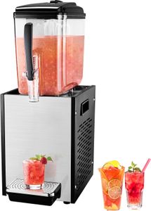 VEVOR Kommerzieller Getränkespender, 12 l Saftspender, 246 W, 304 Edelstahl, lebensmittelechter Eistee-Getränkeautomat mit 7–12 °C Kühltemperatur, für Kaltgetränke in Restaurants