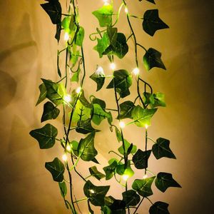 Lichterkette mit Blättern,20/100 LEDs Efeu Blumengirlande Lichterkette flexibles Kupfer für Innenbereich, Schlafzimmer, Hochzeit, Party Deko