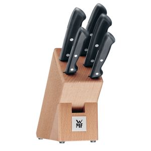WMF Classic Line Messerblock mit Messerset 6-teilig, bestückt, 5 Messer, 1 Block aus Birkenholz, Spezialklingenstahl