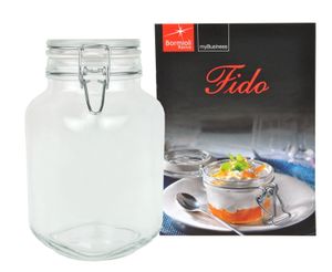 Einmachglas Bügelverschluss Original Fido 2,0L Vorratsglas Aufbewahrung incl. Bormioli Rezeptheft