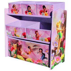 Disney Fairies Multi Toy Organizer für Spielzeug aus Holz mit Textilschubladen Aufbewahrungsbox mit Schubladen