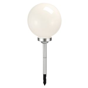 XL Garten LED Solar Kugelleuchte Ø 30cm Weiß/Silber