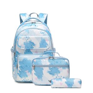 Schulrucksack Mädchen Teenager Damen Schultasche Set Leichter Rucksack für Mädchen Jungen Schule Freizeit mit Lunchpaket Tasche und Mäppchen