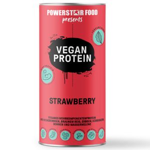 Powerstar VEGAN PROTEIN POWDER 500 g | Ohne Soja | Mehrkomponenten Protein-Pulver mit 10 Superfoods | Ideal zum Muskelaufbau | Strawberry