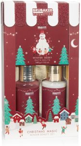 BRUBAKER Cosmetics Bade- und Dusch Geschenkset Winter Beeren Duft - 3-teiliges Pflegeset - Weihnachtsset für Frauen und Männer