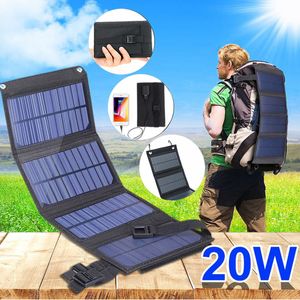 20W Faltbar USB Solarpanel Ladegerät Solarmodul Tasche Camping Notfall