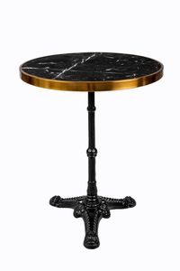SIT Möbel Bistro-Tisch rund | schwarze Marmorplatte mit Messingrahmen | Gestell Gusseisen schwarz | B 57 x T 57 x H 71 cm | 09997-11 | Serie THIS & THAT