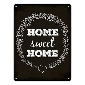 Metallschild XL mit Spruch: Home sweet Home Schild Blechschild Aluminiumschild