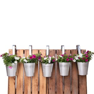12er Set Hängender Blumentopf für Balkongeländer: Metall Hängetöpfe für Pflanzen - Außenbereich & Balkon Blumen Dekoration