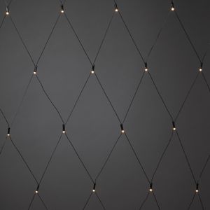 Konstsmide LED Lichternetz, mit Lichtsensor und 6h und 9h Timer, gefrostet, 40 warm weiße Dioden, batteriebetrieben, Außen (IP44), schwarzes Kabel, Batterie: 4 x AA 1,5V (exkl.) - 3723-130