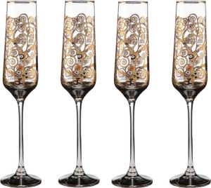 4er Set Gustav Klimt Sektglas Der Lebensbaum H. 26cm 200ml Goebel