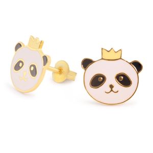 Panda mit Krone Ohrringe vergoldet