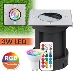 RGB 5W LED Bodeneinbaustrahler Set mit Fernbedienung 12 Farben bunt IP65 Bodeneinbauleuchte Bodenleuchte Bodenlampe